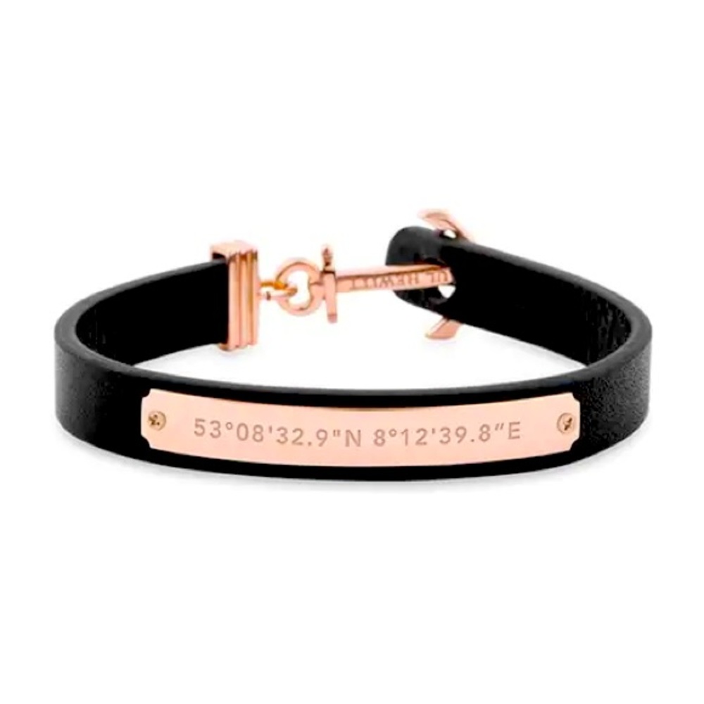 PAUL HEWITT Leather Bracelet Signum Coordinates Rose Gold